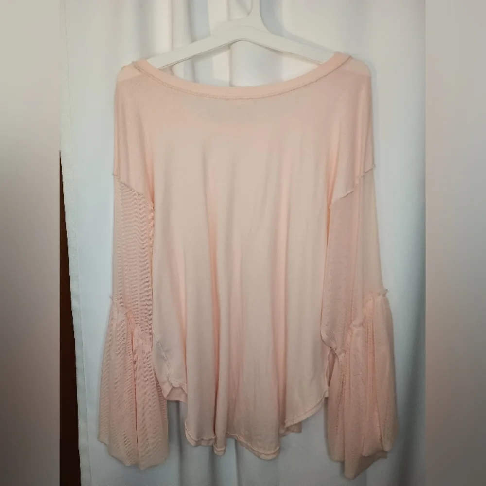 Free People Still Got It Top Small Pink Mesh Ruffle Bell Sleeve Coquette Ballet - Picture 7 of 13